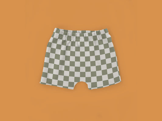 Sage Green Checks Shorts